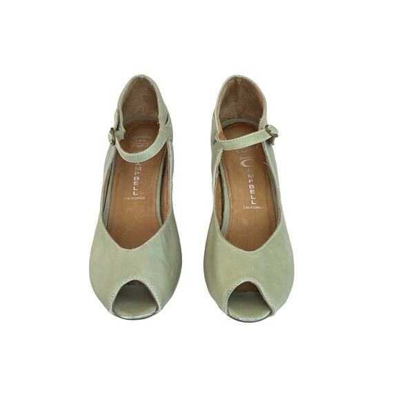 Jeffrey Campbell Regina Wedge Pumps Size 8 Green Leather Peep Toe Ankle Strap - Picture 3 of 8